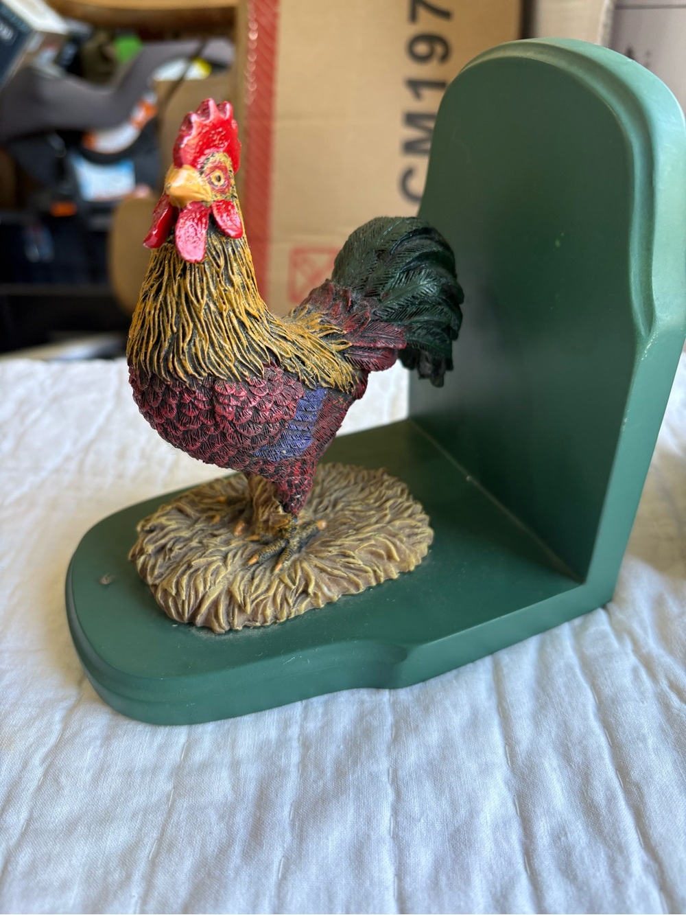 Rooster Decorative Bookend in Green and Multicolor